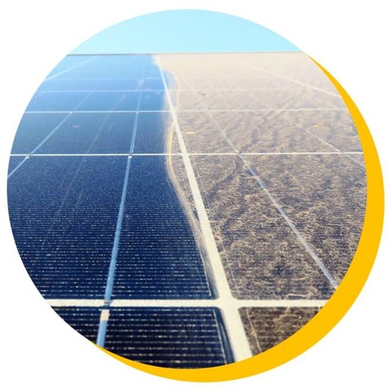 Before and after a SolarTek solar panel cleaning in California